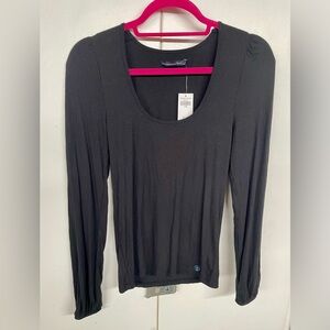 Abercrombie & Fitch Black Ribbed Long Sleeve Top